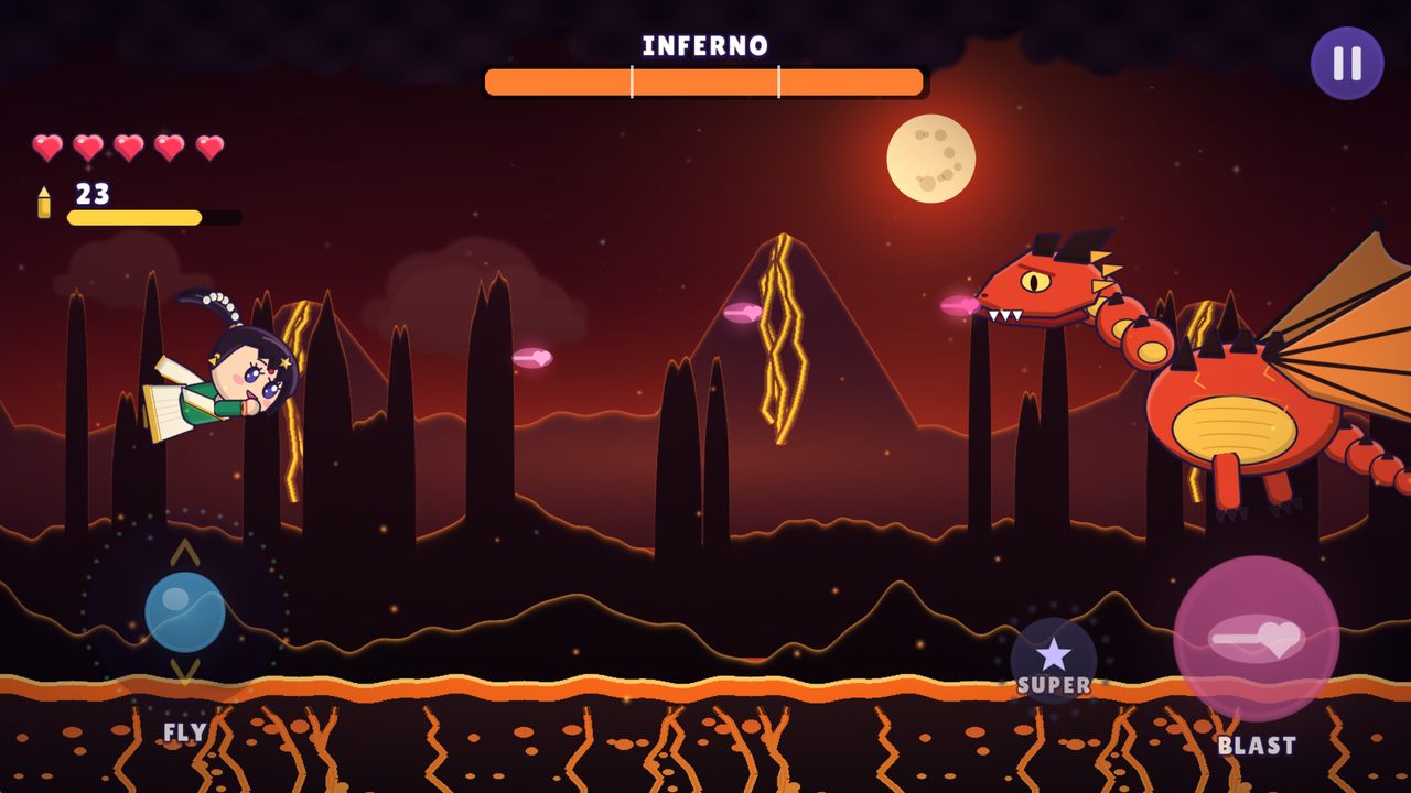 Boss battle with a fire dragon