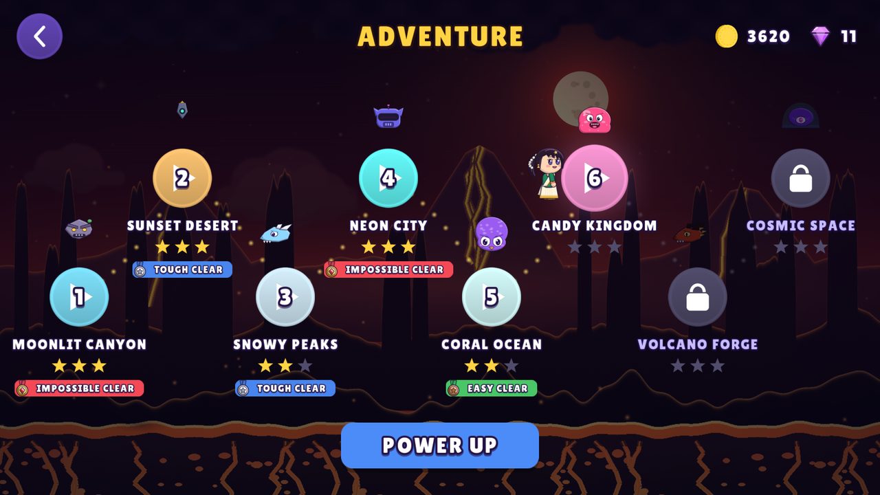 Adventure map with clear medals